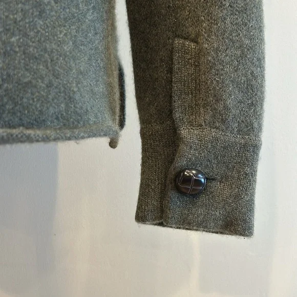 NakedCashmere Women’s Cashmere Cardigan Sweater Shacket Olive Green Heather XS - Picture 7 of 14